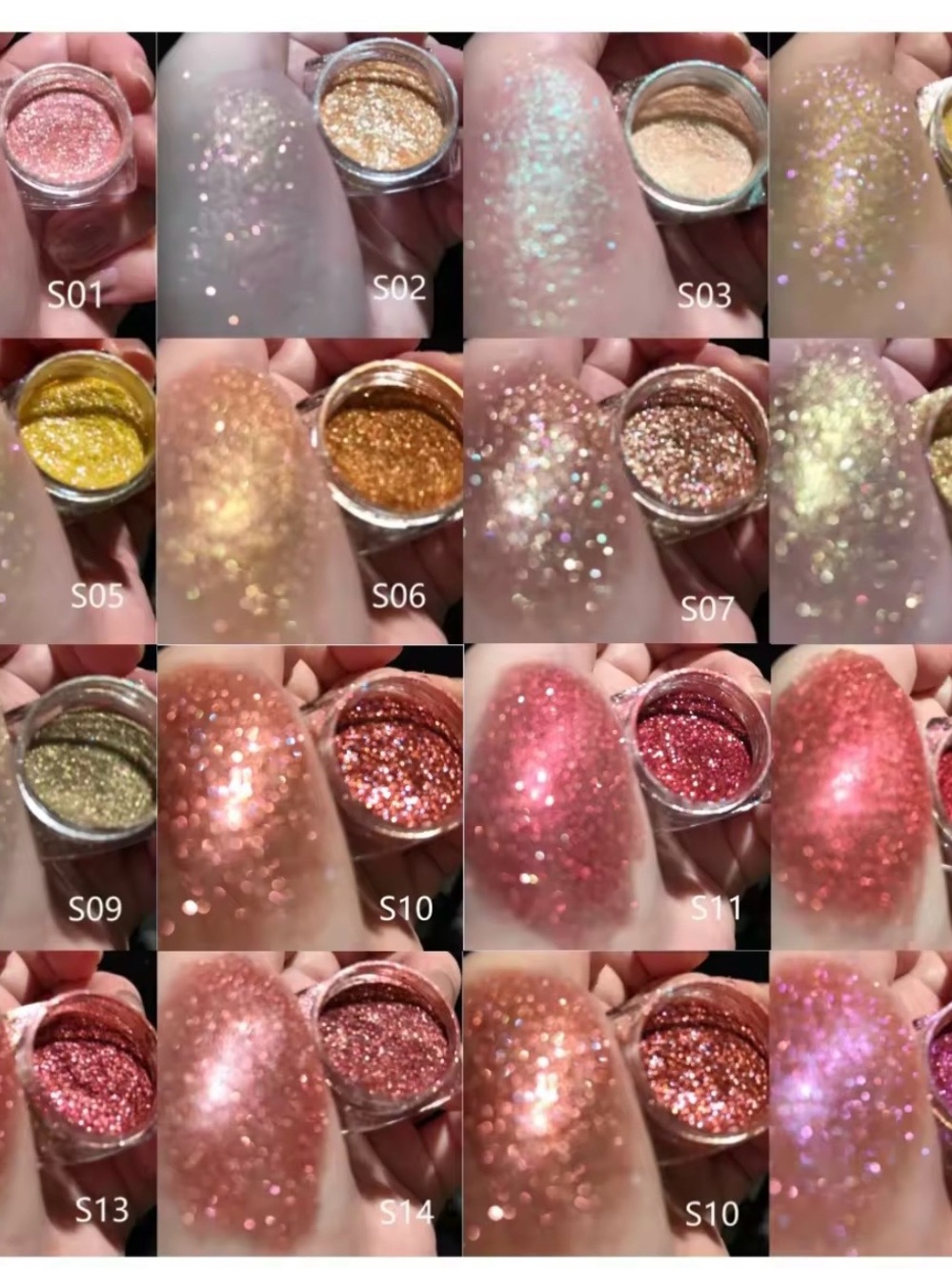 Loose Glitter Pigment Set - Pink and Gold Shimmer